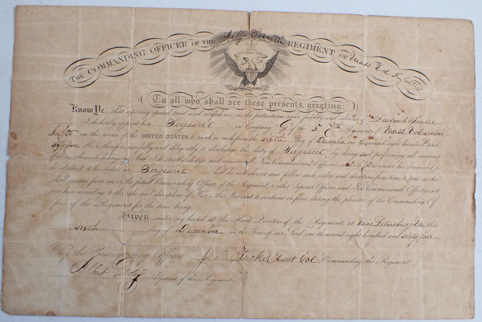 Frederick Soulie Sergeant 5th Mass Appoinment (1 of 10)