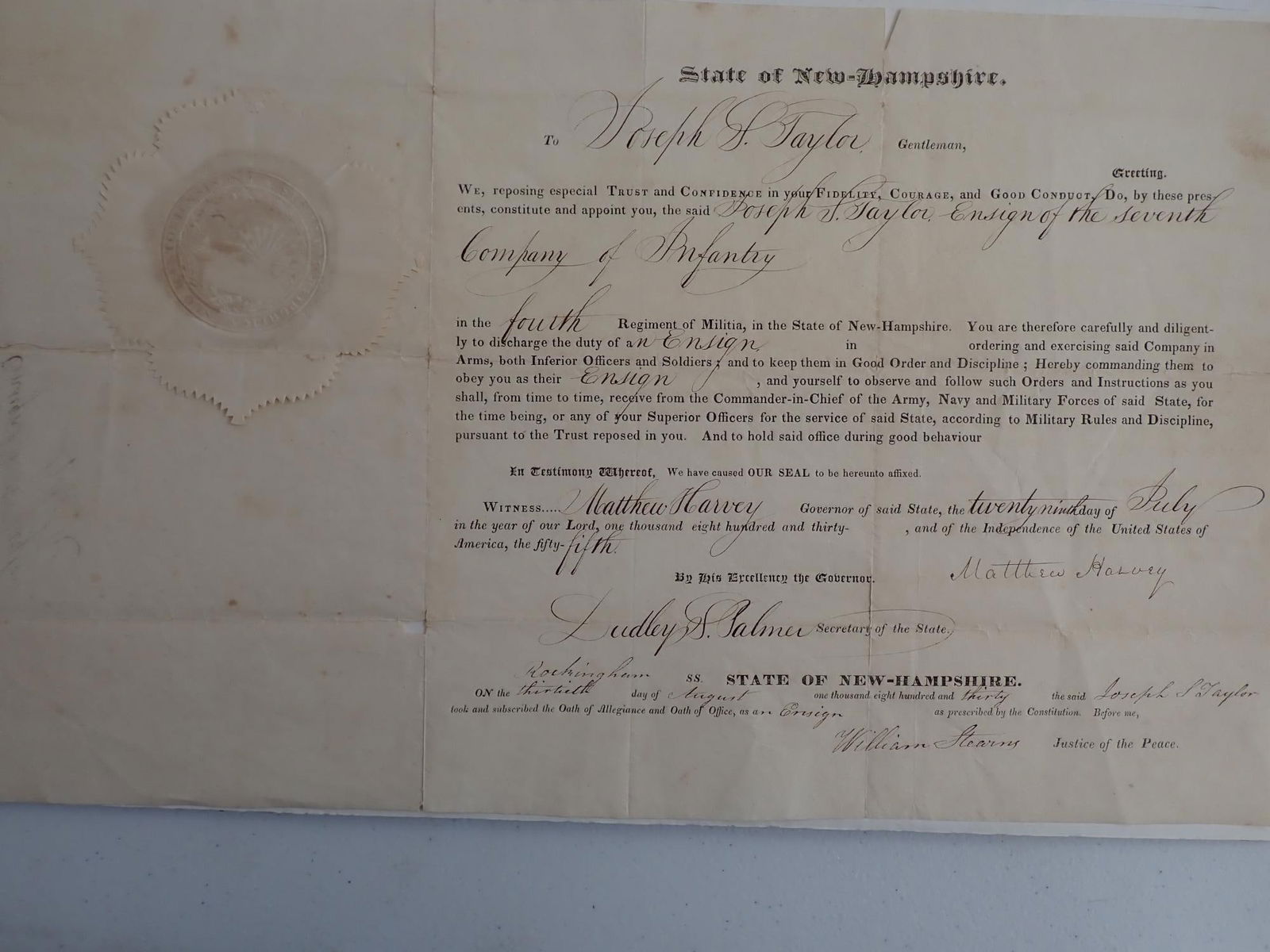 1830 Joseph Taylor NH Ensign Promotion to Ensign (1 of 8)
