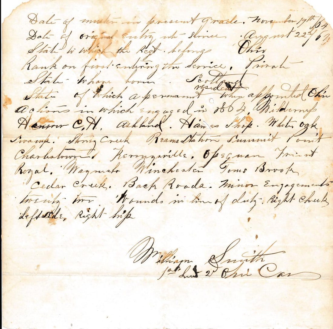 William Smith K, Co. Ohio 2nd Cav. Soldier History (1 of 2)