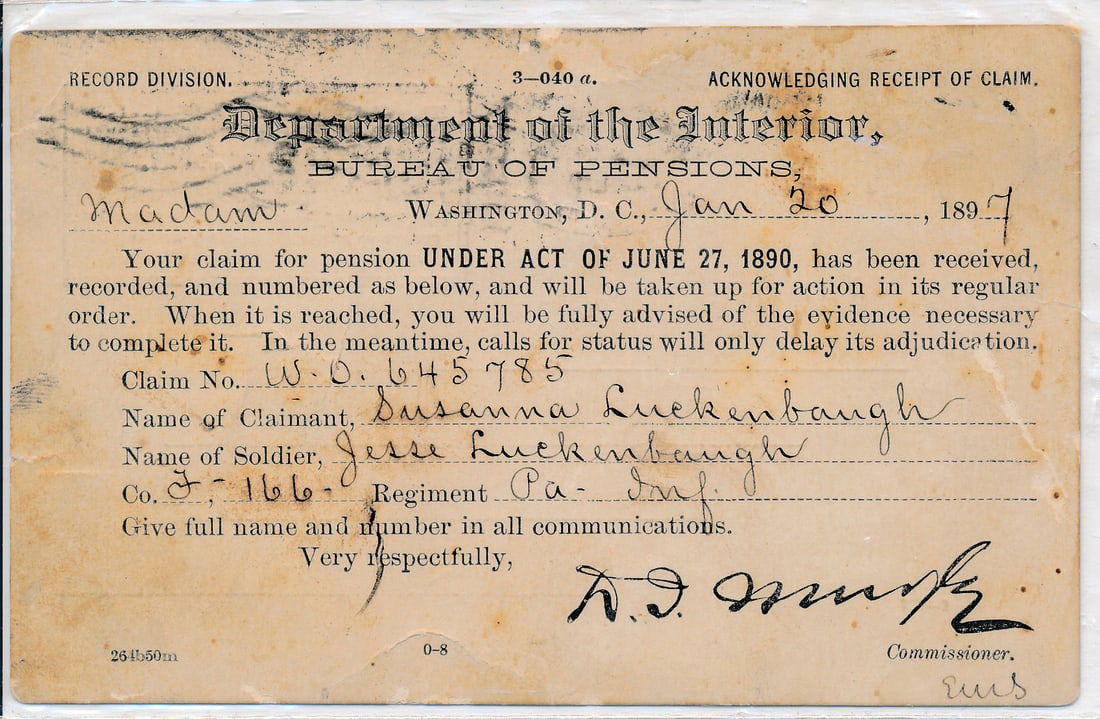 Pennsylvania Furlough. Photo, Widow Pension, etc. (1 of 9)