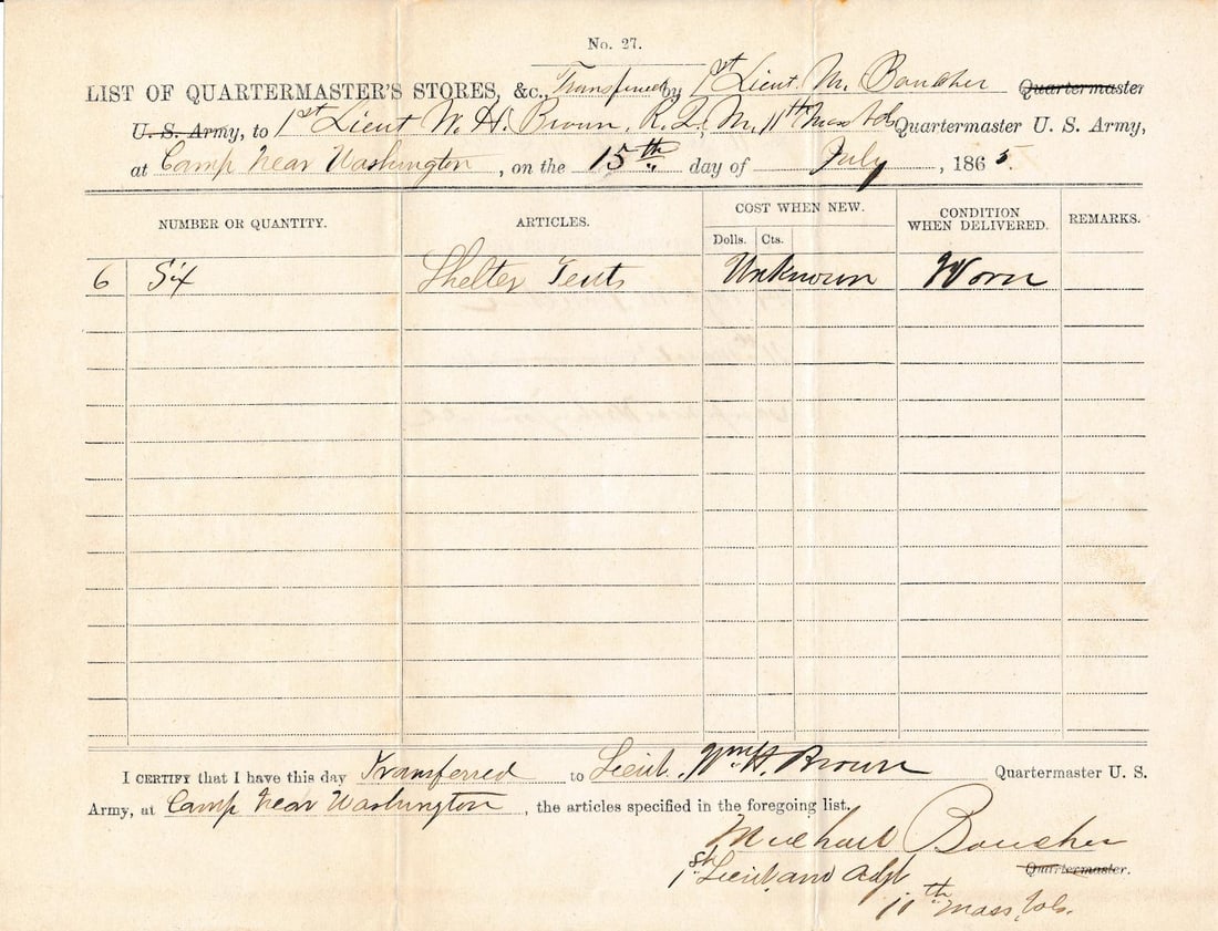 Quartermaster's Store, & other Mass Documents - 10