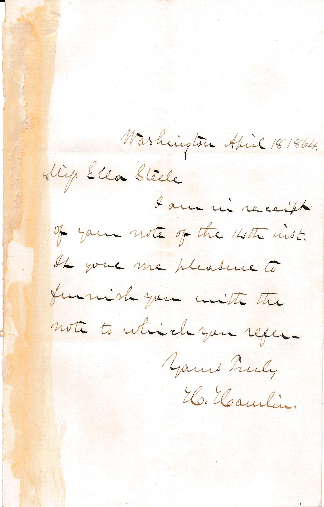 Abraham Lincoln's VP & Cabinet Secretary Letters (1 of 4)