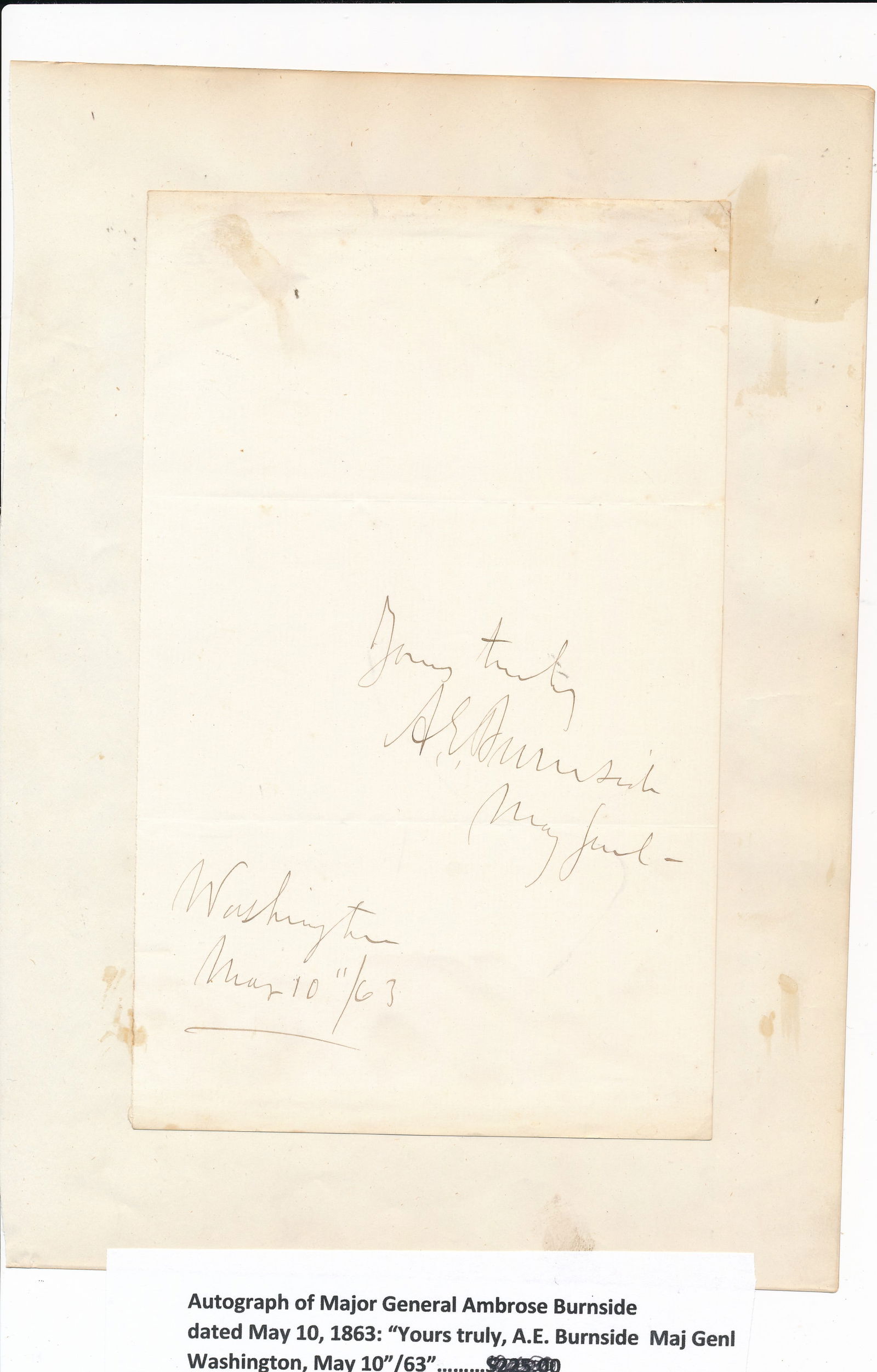 Major Generals Sickles and Burnside letters (1 of 14)