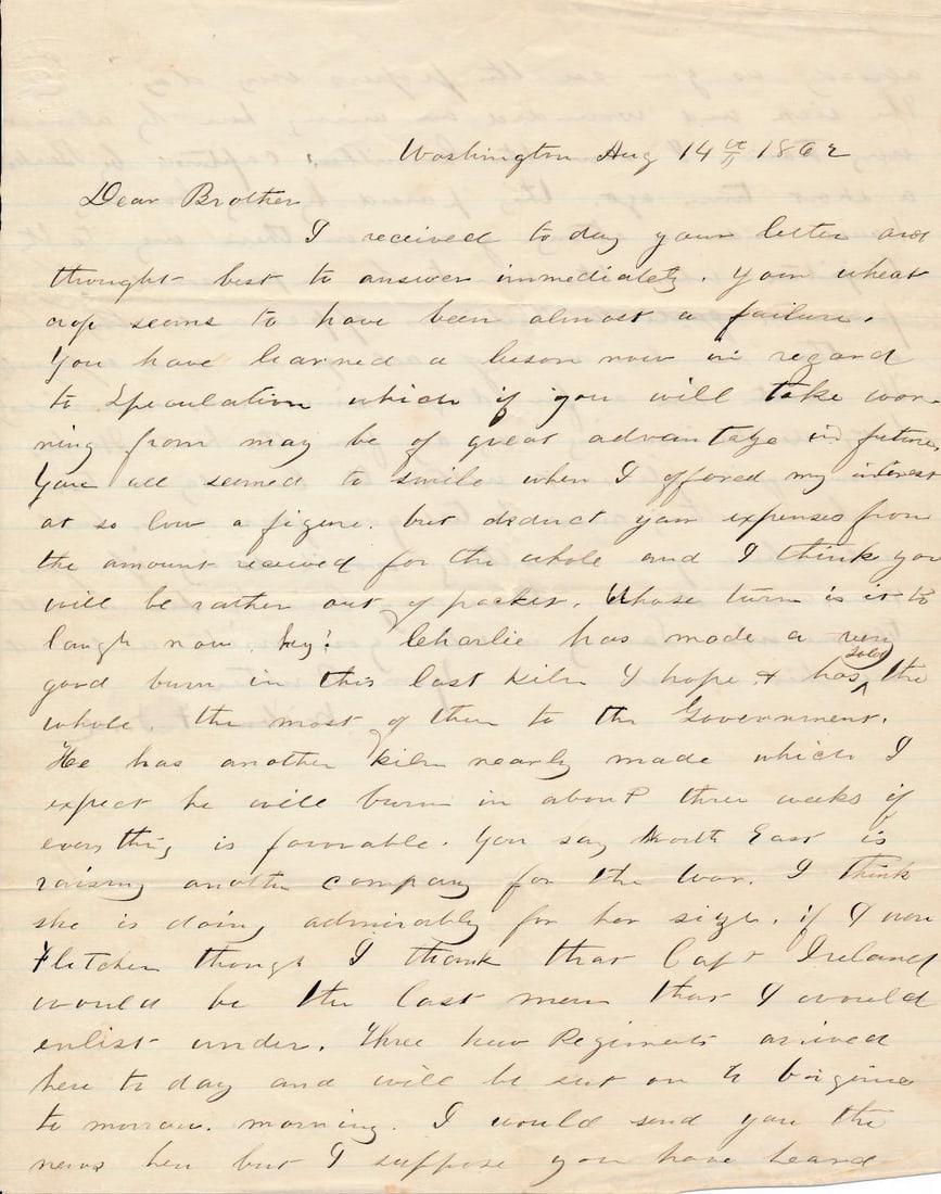Surgeon's Letter & others re: guerillas, POWs, etc.: Personal letters from soldiers to their brothers describing a "case shot", operating kilns, and how Gen. Corcoran's refusal of Brigade Commissary affects a soldiers transfer. Dr. John Cooper
