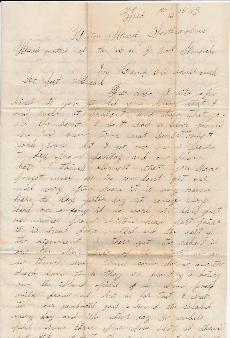 Reuben T. Wells E Co. NY 115th Infantry, etc. letters (1 of 17)
