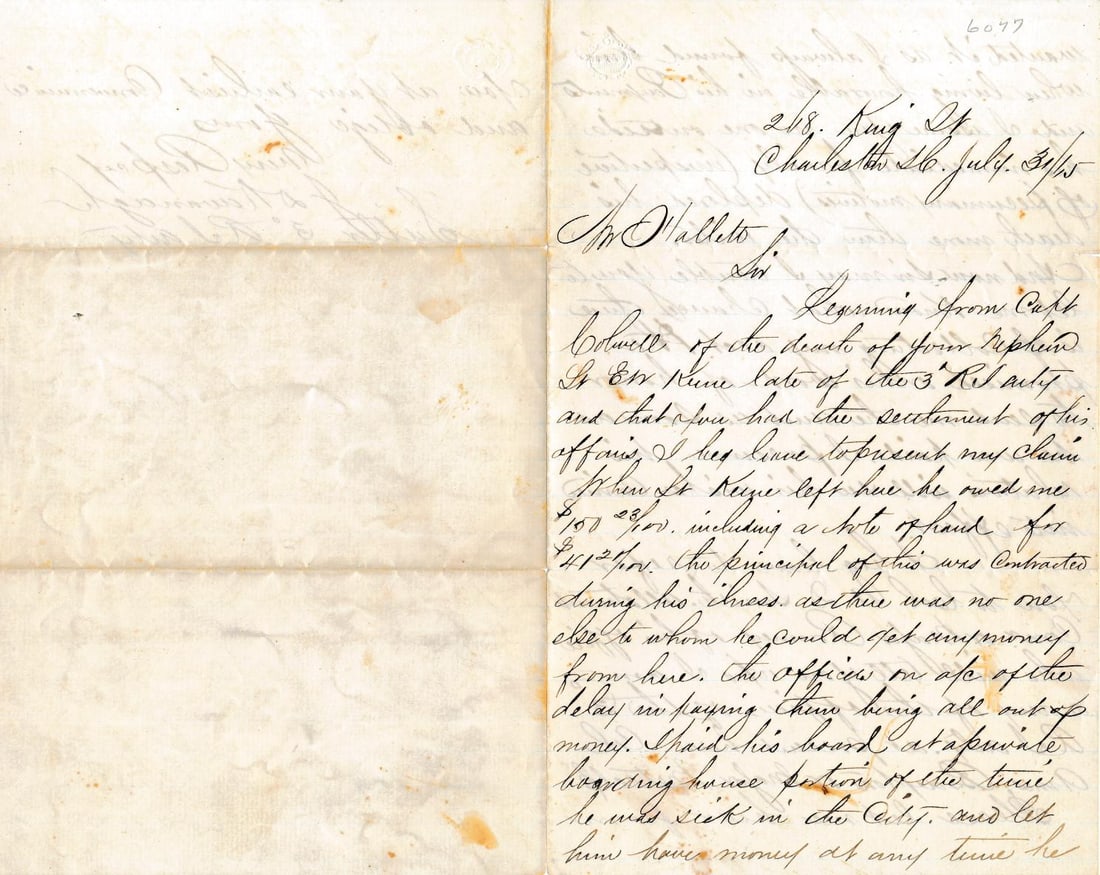 Civil War Letters - Charleston, SC & others (1 of 19)