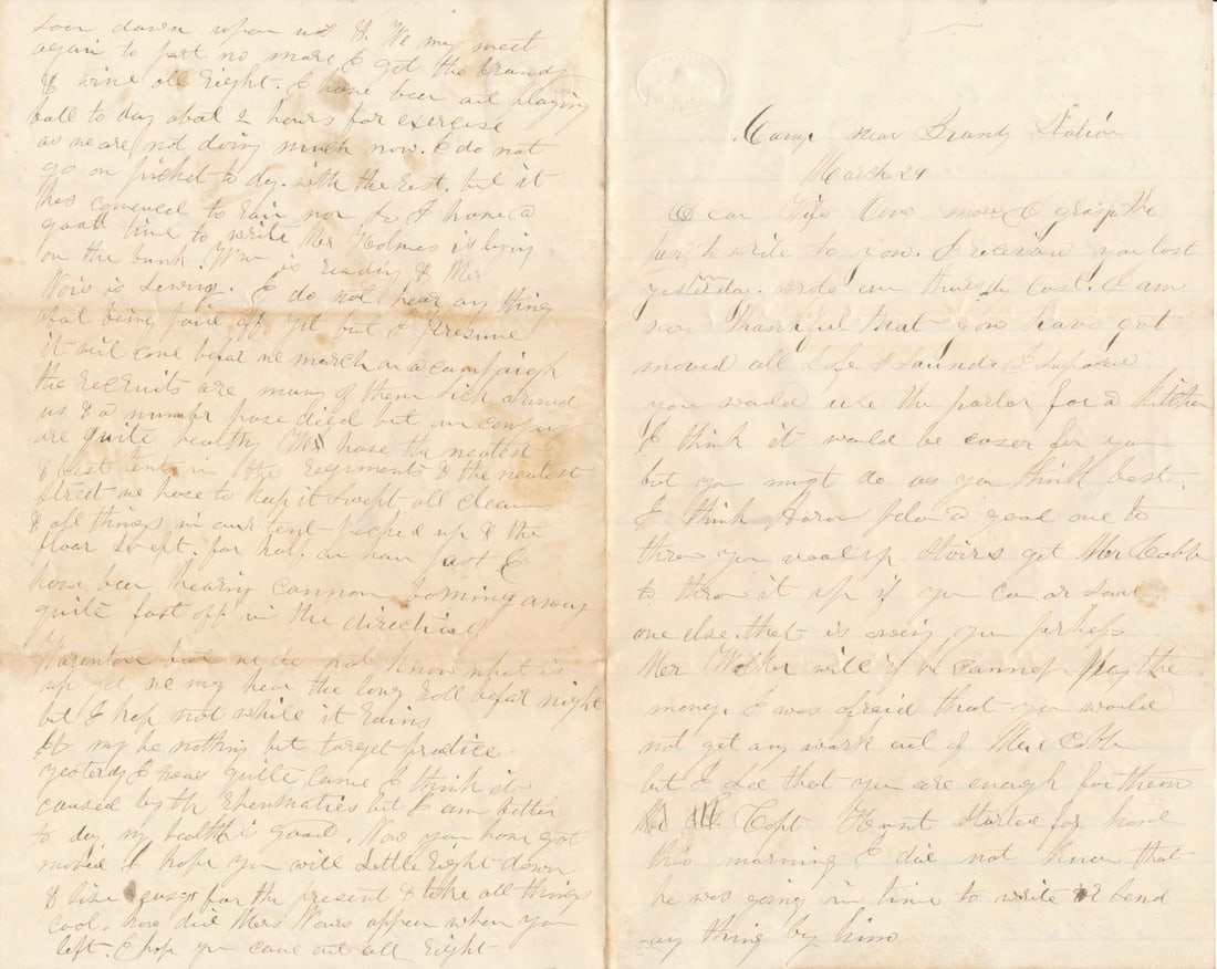 Reuben S. Kirk Co. H Vermont 18th Infantry Letters (1 of 20)