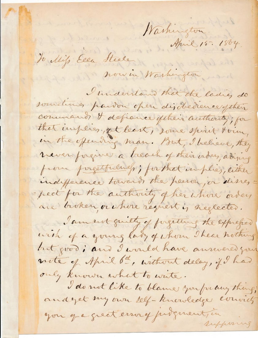 A. Lincoln's Attorney General Edwin Bates letter (1 of 3)
