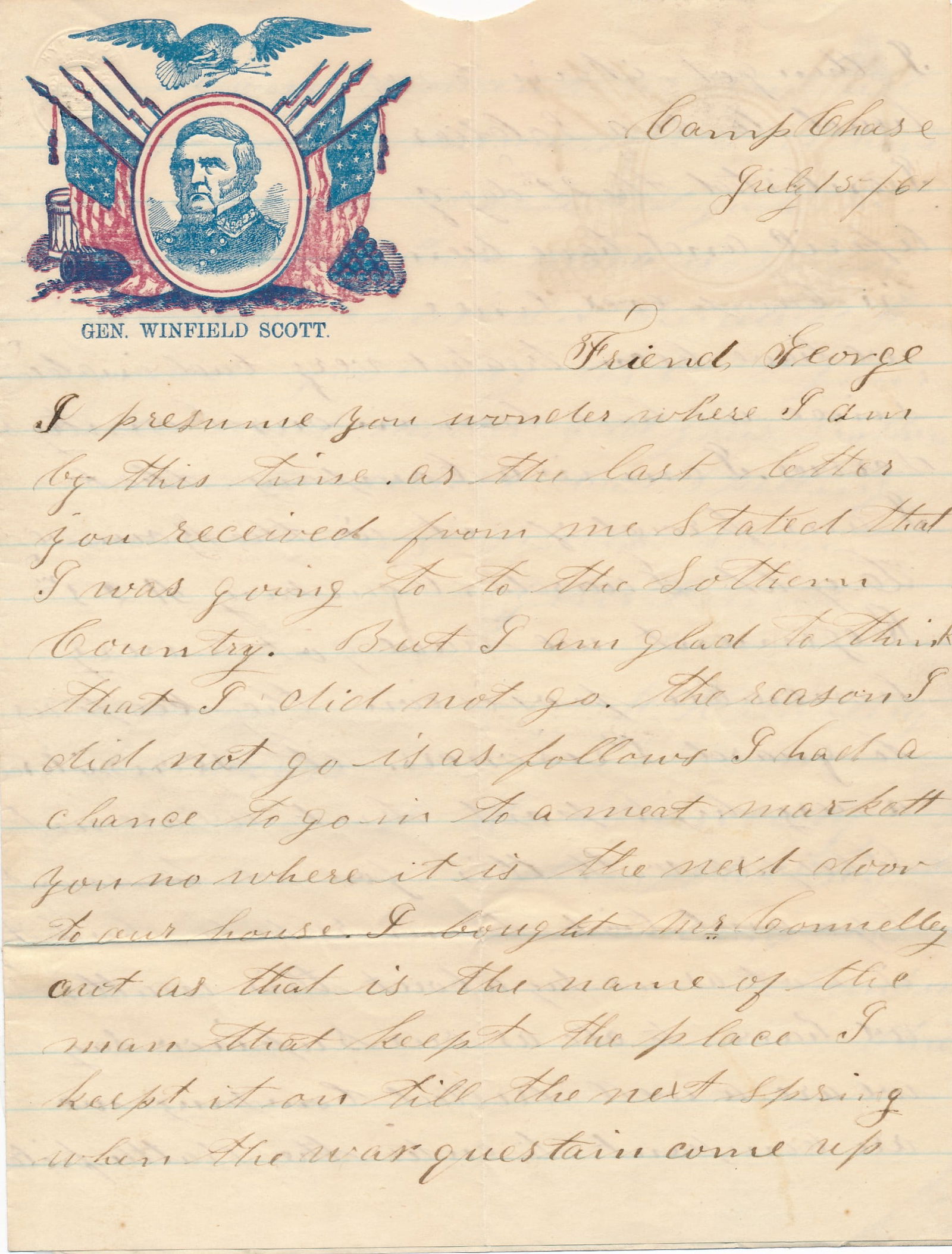 David H. Kimberly, Ohio 23rd Joining Zouave Regt: Some letters on Patriotic Stationary.
