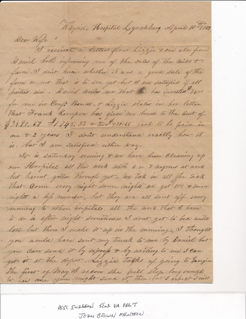 1863 Confed. Asst. Surgeon John Brown content (1 of 15)