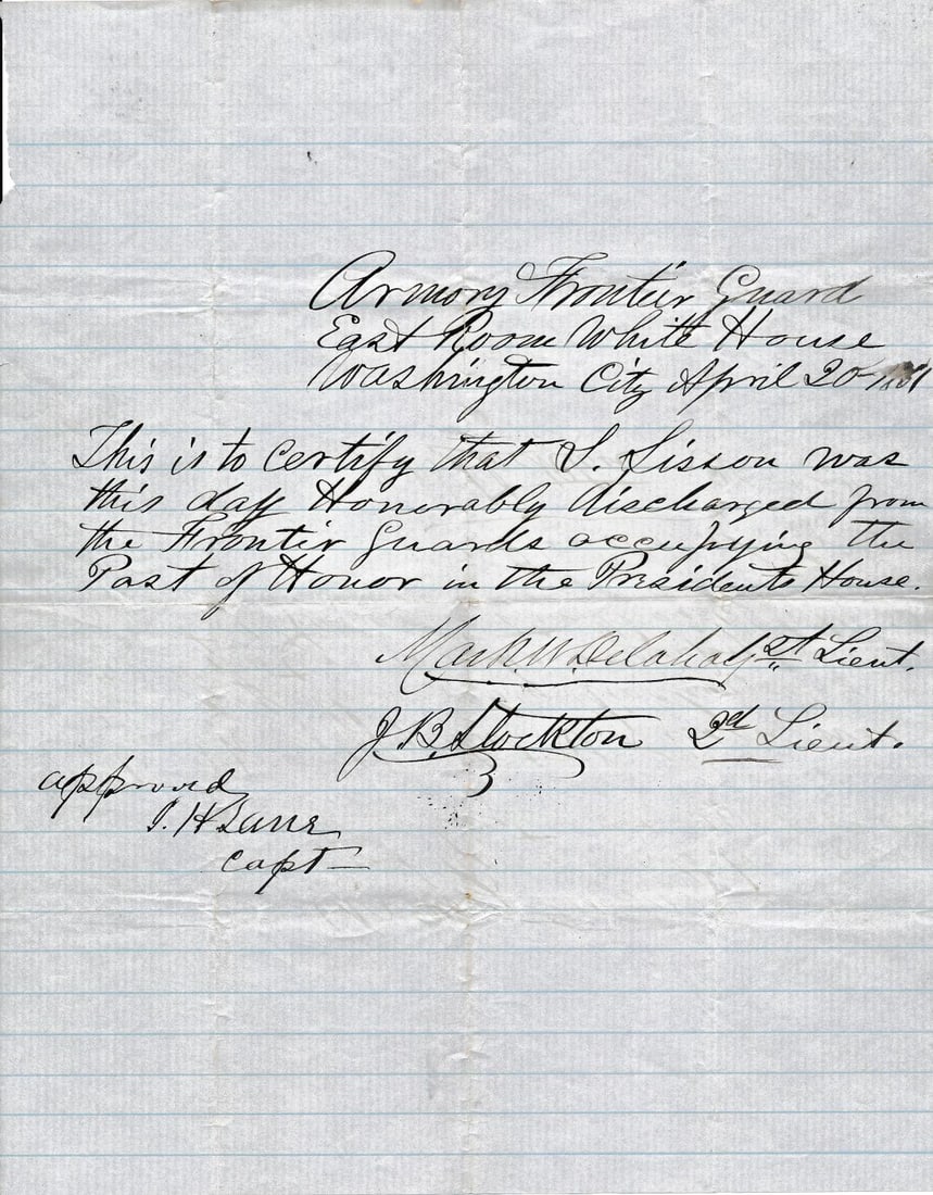 1861 D.C. & Virginia letters, discharge & pass (1 of 16)