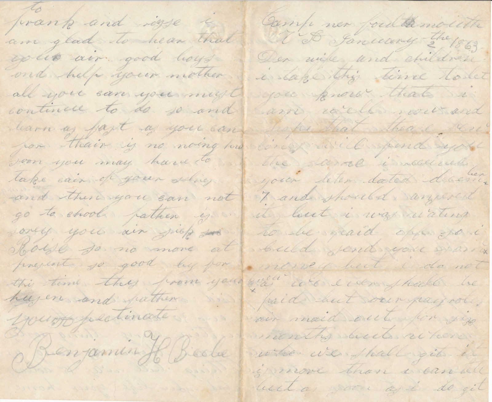 1863 Erasmus D. Clark I Co. RI 7th Infantry letters (1 of 20)