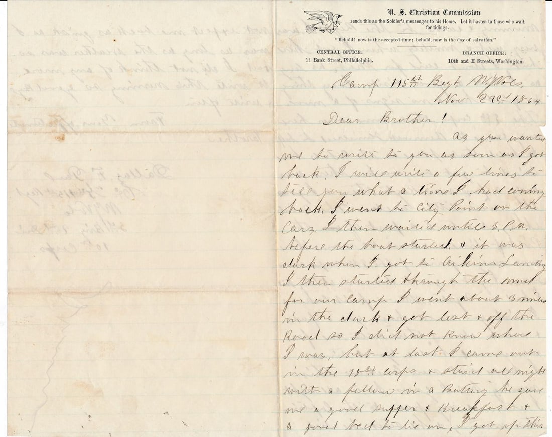 1864 WA Smith Co. D 3rd Regt VRC, etc. letters (1 of 20)