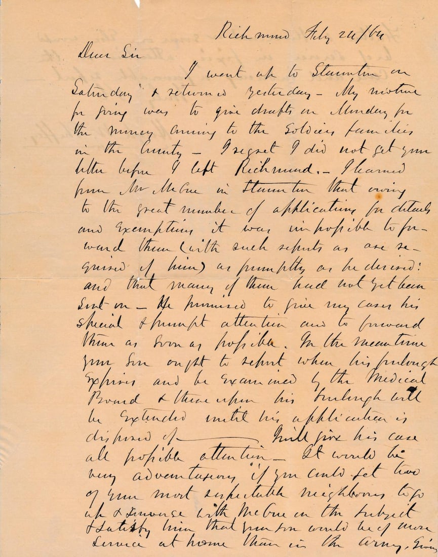 Shenandoah Valley: Letter about captured son, etc. (1 of 20)