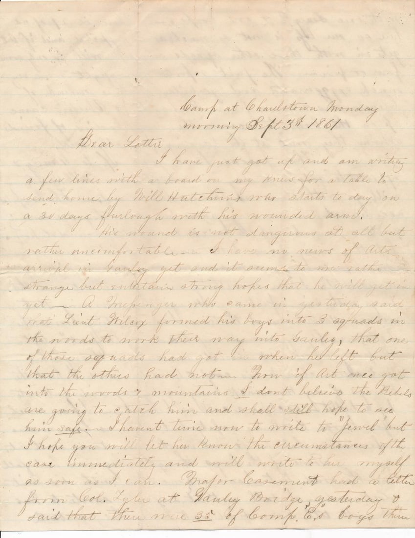 Shenandoah Valley letters: 1861 battle content, etc. (1 of 20)