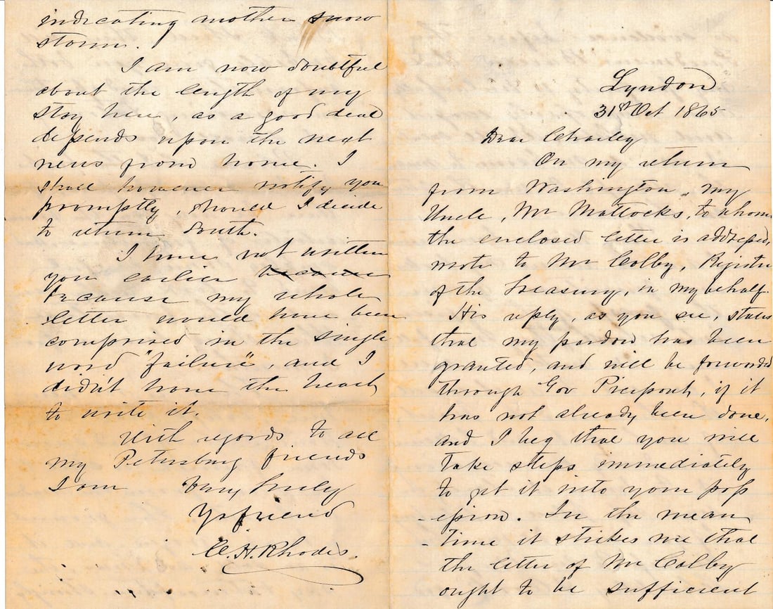 Freedmen's Bureau, Fugitive Slave Law, etc. Letters (1 of 13)