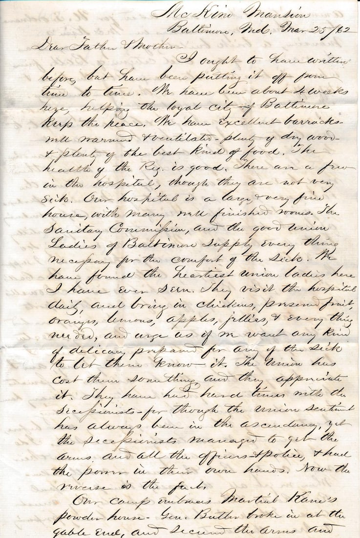 Col. William Gray Murray & other PA Soldier letters (1 of 20)