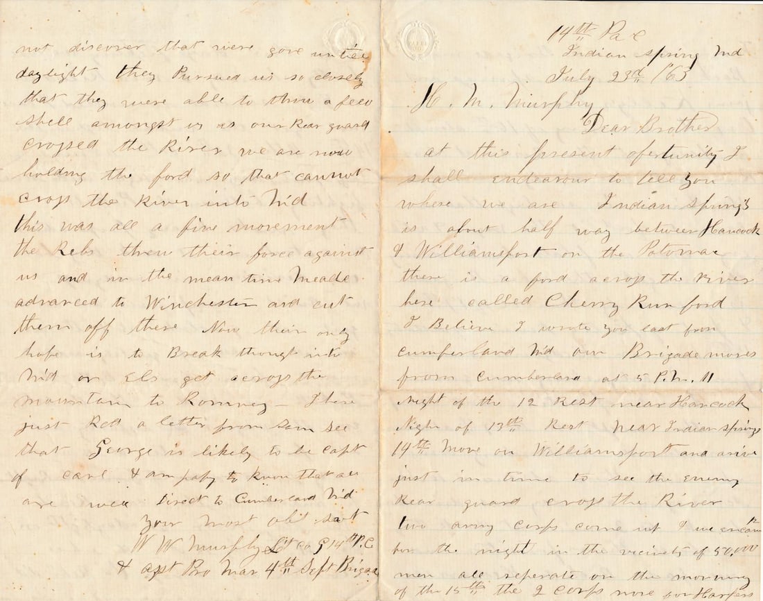 Gettysburg related letters Pennsylvania troops letters (1 of 19)