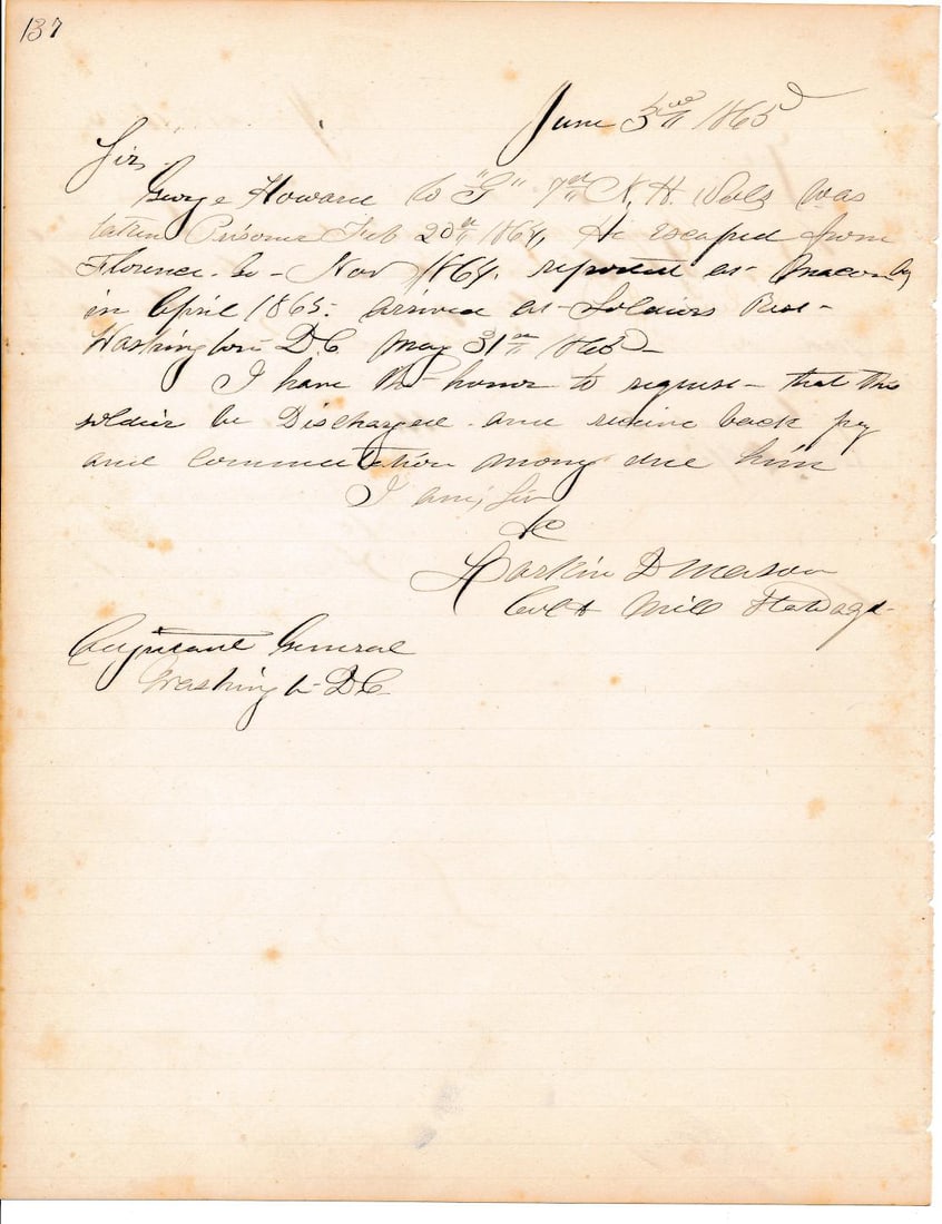 Col. Larkin Mason 1st NH Heavy Artillery documents (1 of 19)