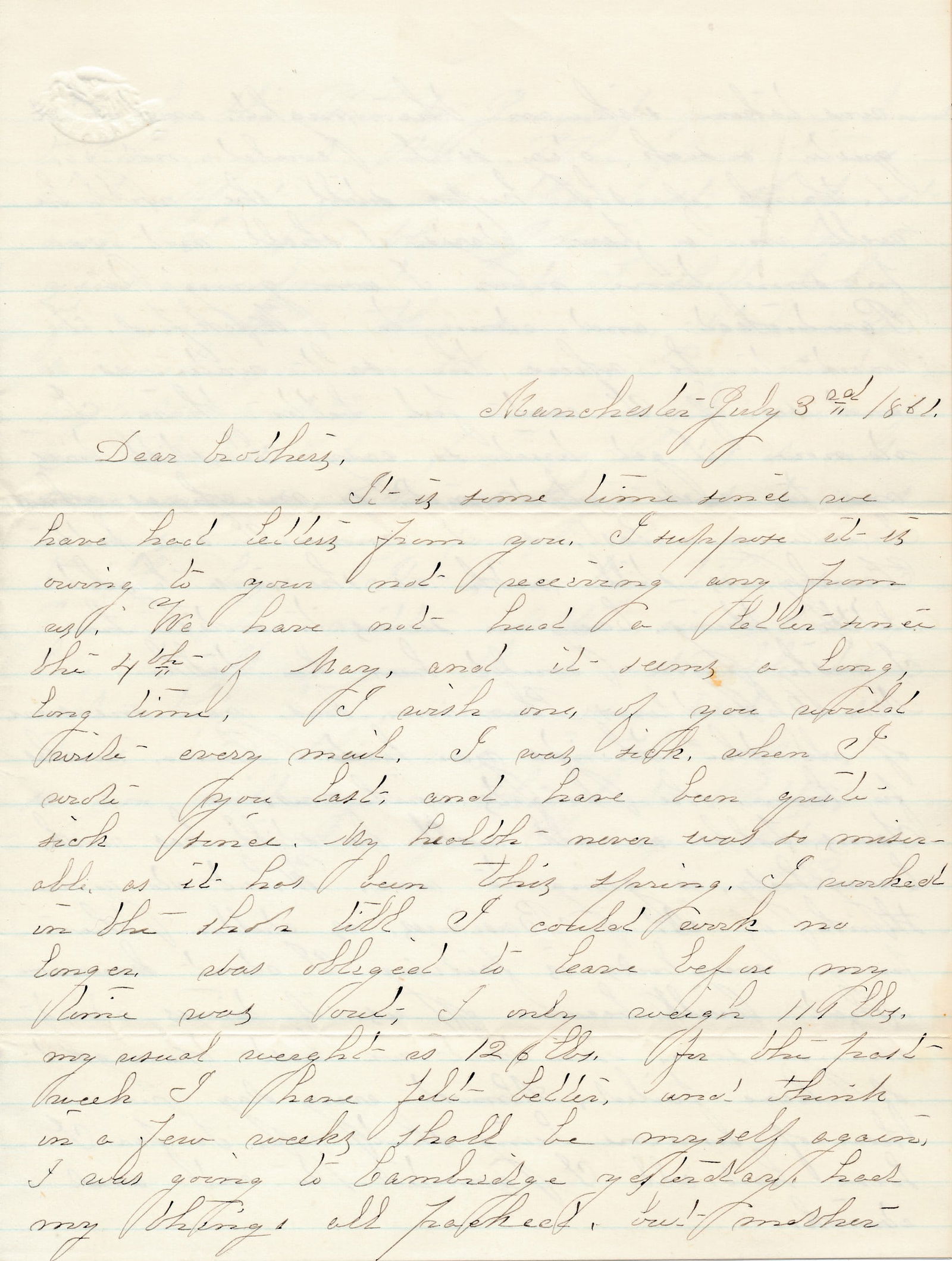 New England Civil War: Patriotic letter to brother, etc (1 of 20)