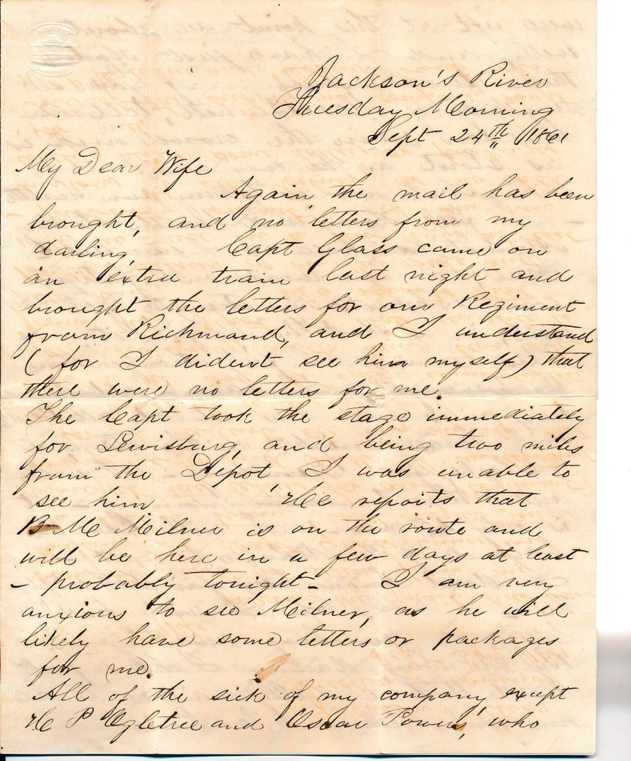 Confederate letter & envelope from Jackson's River (1 of 6)