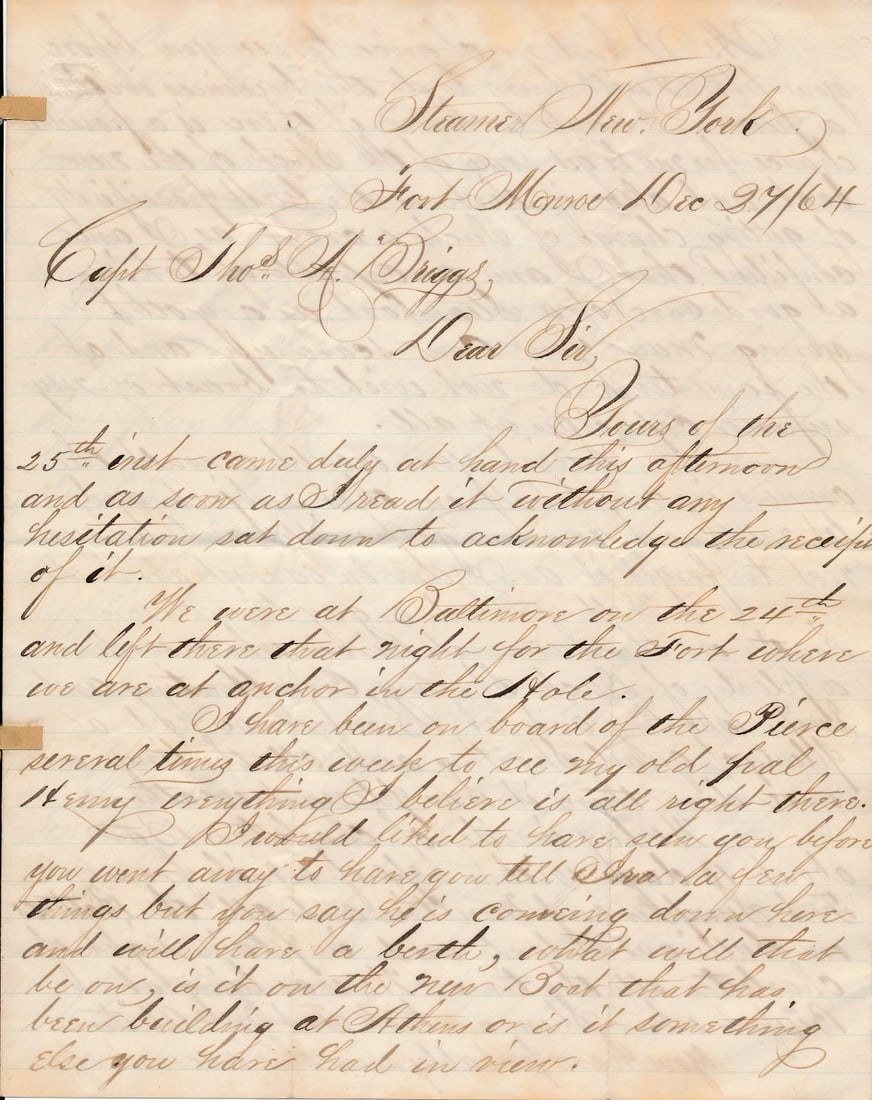 DJ Whiting 1864 letter from Steamer New York (1 of 20)