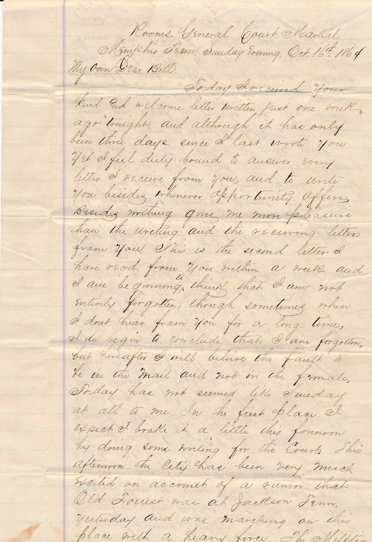 Ohio Infantryman letter, Andrew Jackson mentioned (1 of 18)