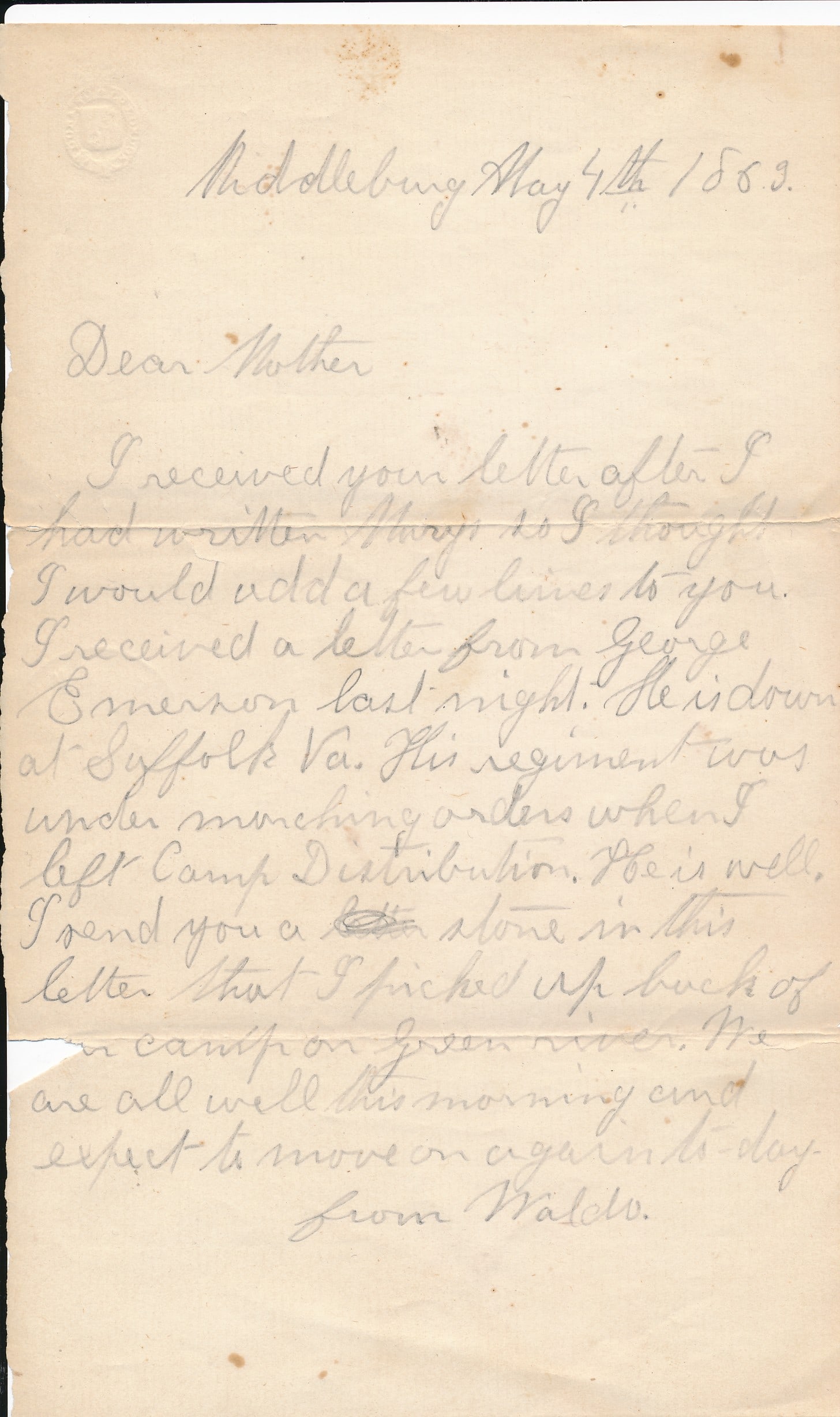 Myron W. Wood died as POW & other letters (1 of 20)