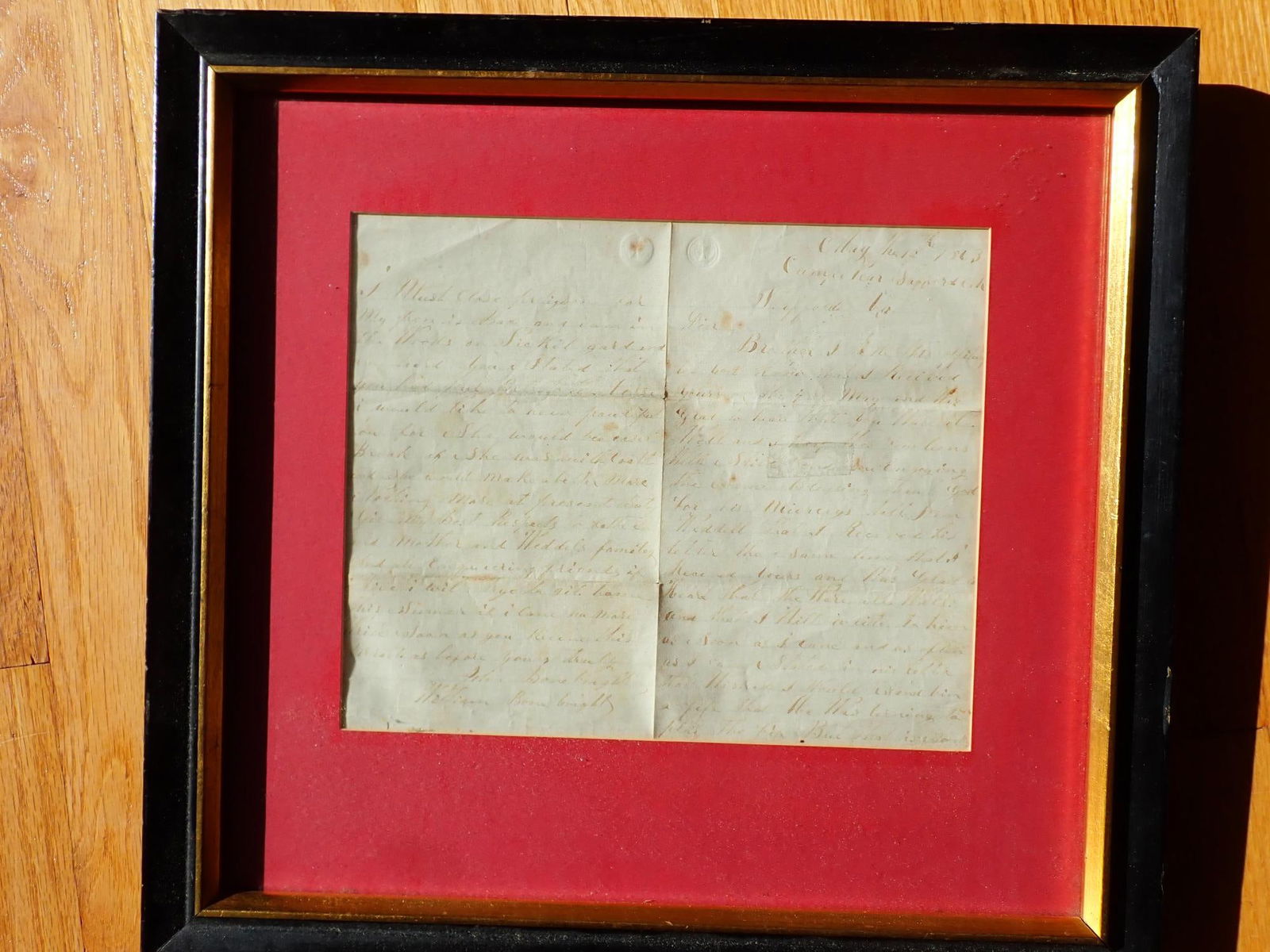 1863 Civil War letter from John Bonebright to brother (1 of 8)