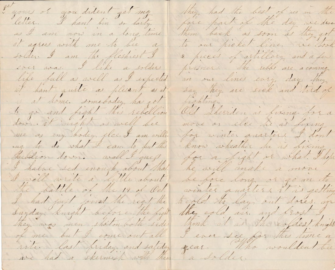 Erastus Baker 114th Regt N.Y.S.V. Letter to Friend: Erastus Baker Co. H. 114th Regt N.Y.S.V. Letter to Friend. Discusses Confederate Soldiers Surrendering & Cold Weather
