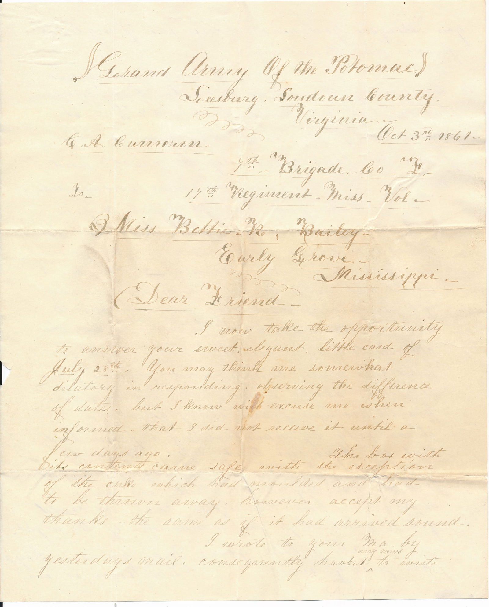 C.A. Cameron Company Miss Regt 10 Cent Postage (1 of 4)