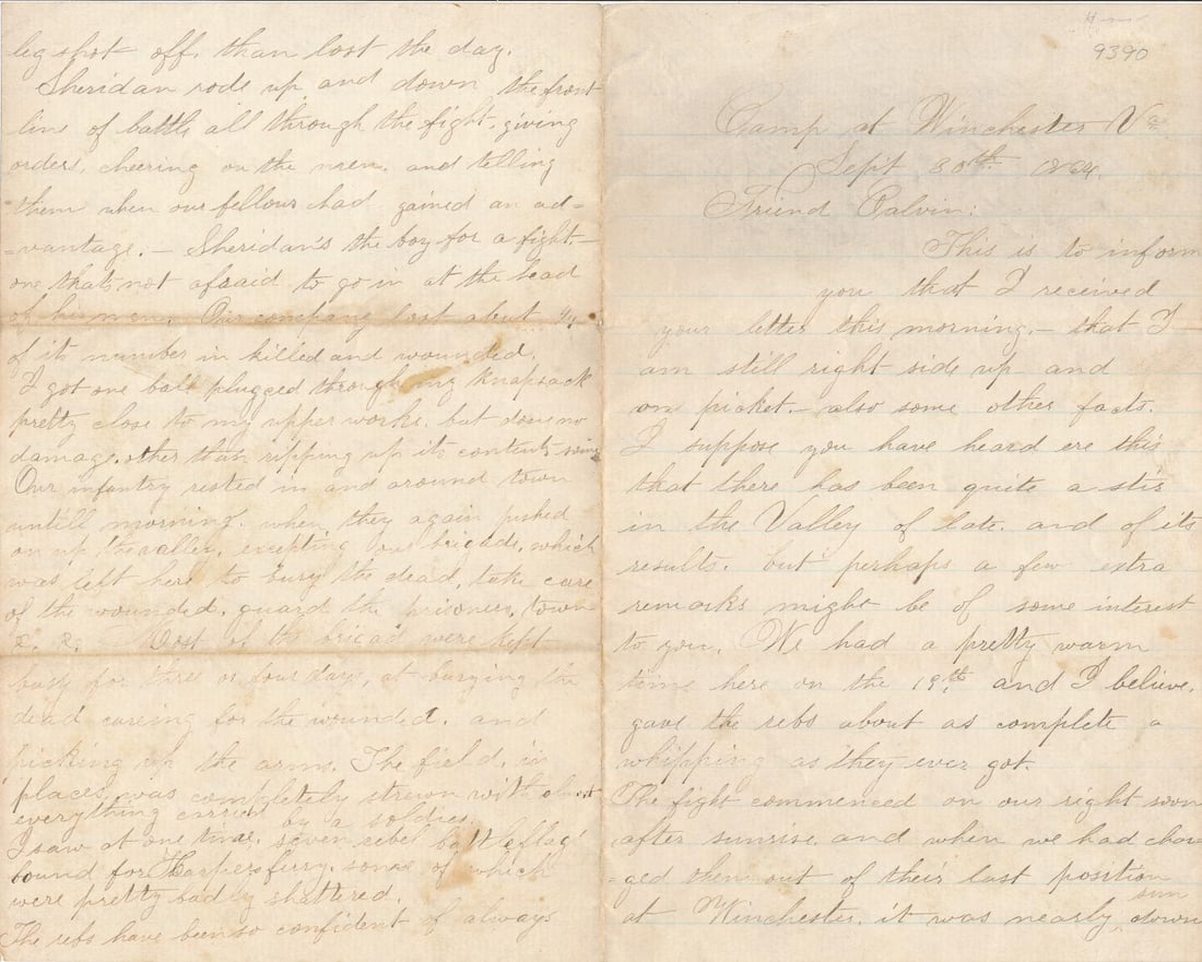 David J. Taft Co. A PA 82nd Infantry Letter: Includes description of Battle of Bull Run