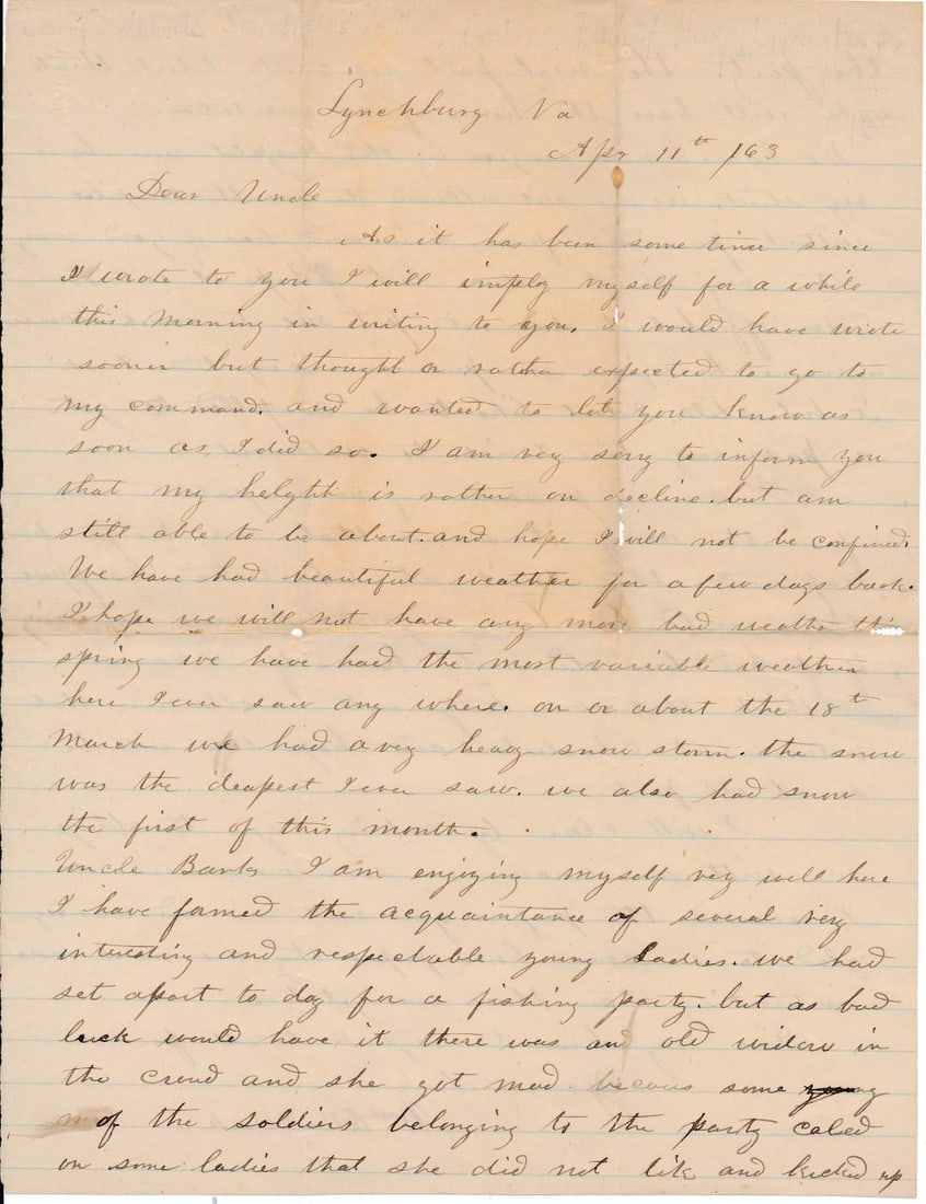 William O. Ruddock North Carolina 23rd Inf. Letter (1 of 3)