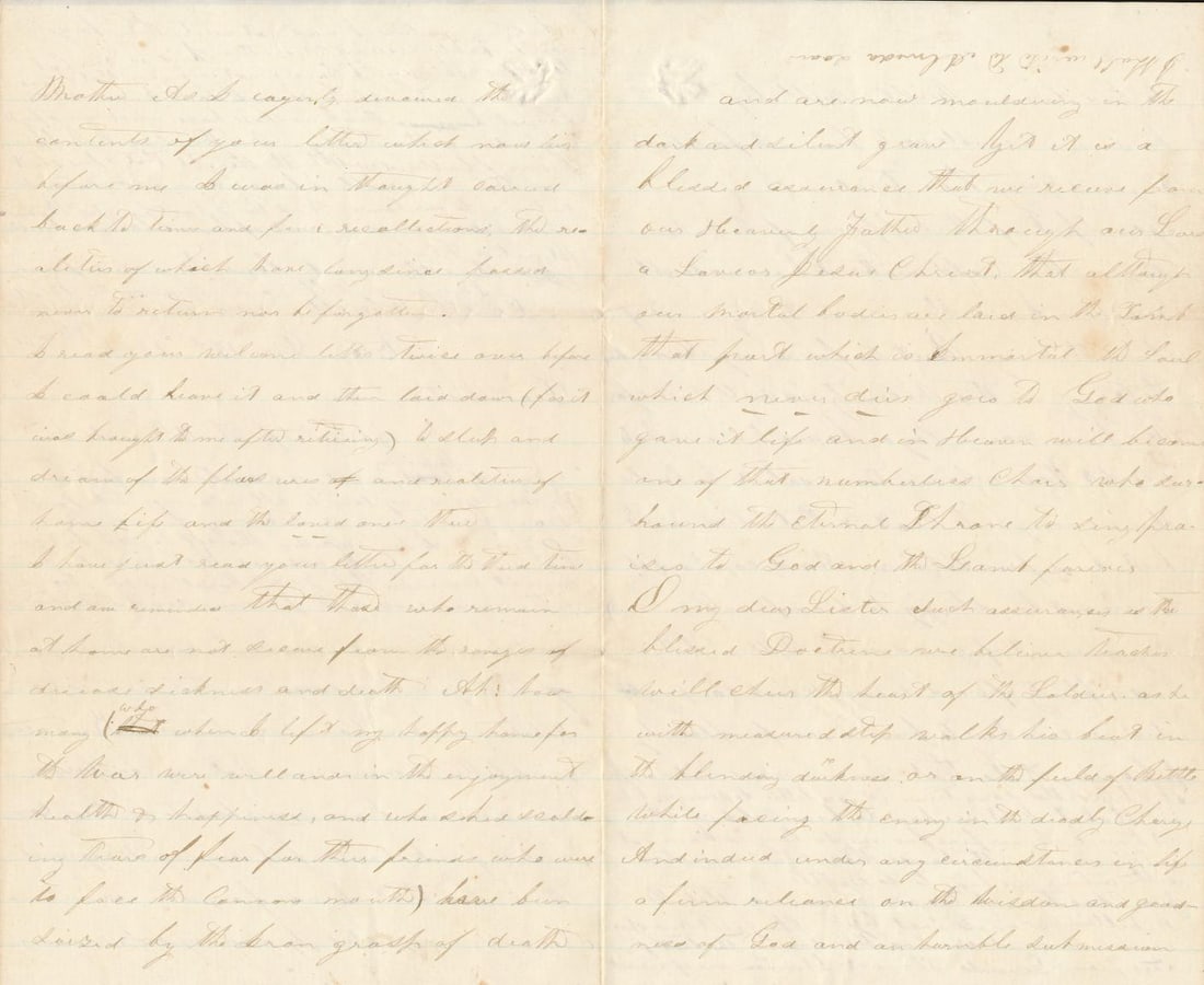 30th Massachusetts Soldier Winchester, VA Letter: Content says that he is happy not to be he hands of those "cruel monsters."