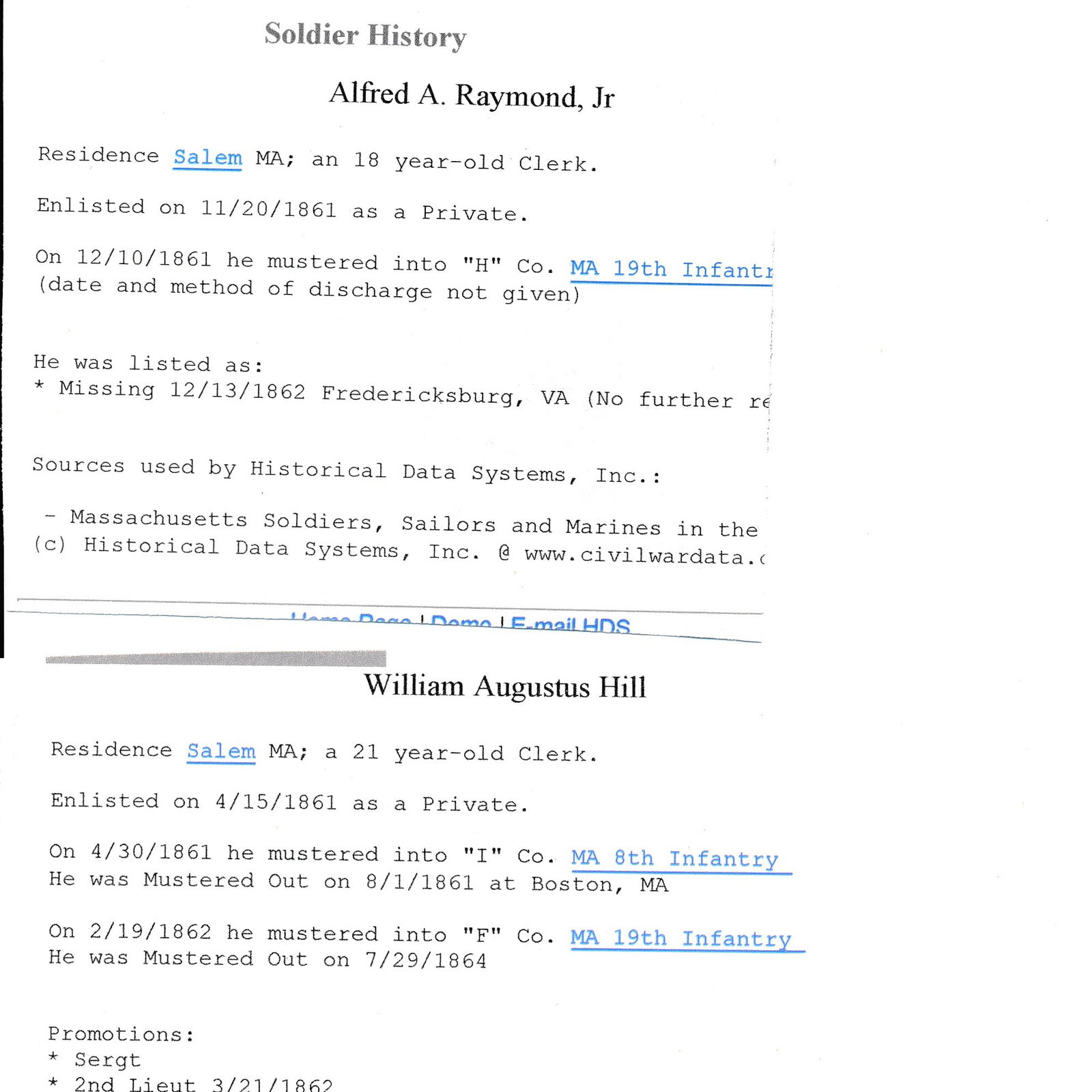 Alfred A. Raymond Jr. Co. H MA 19th Infantry Letter & Envelope (1 of 5)