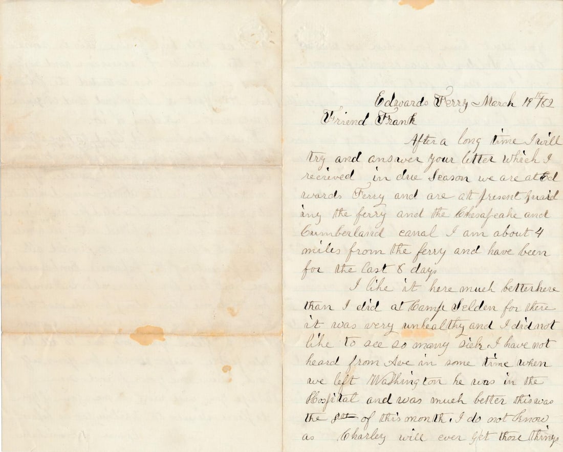 1862 Cpl Oscar Basse 8th New York Cavalry Letter (1 of 4)