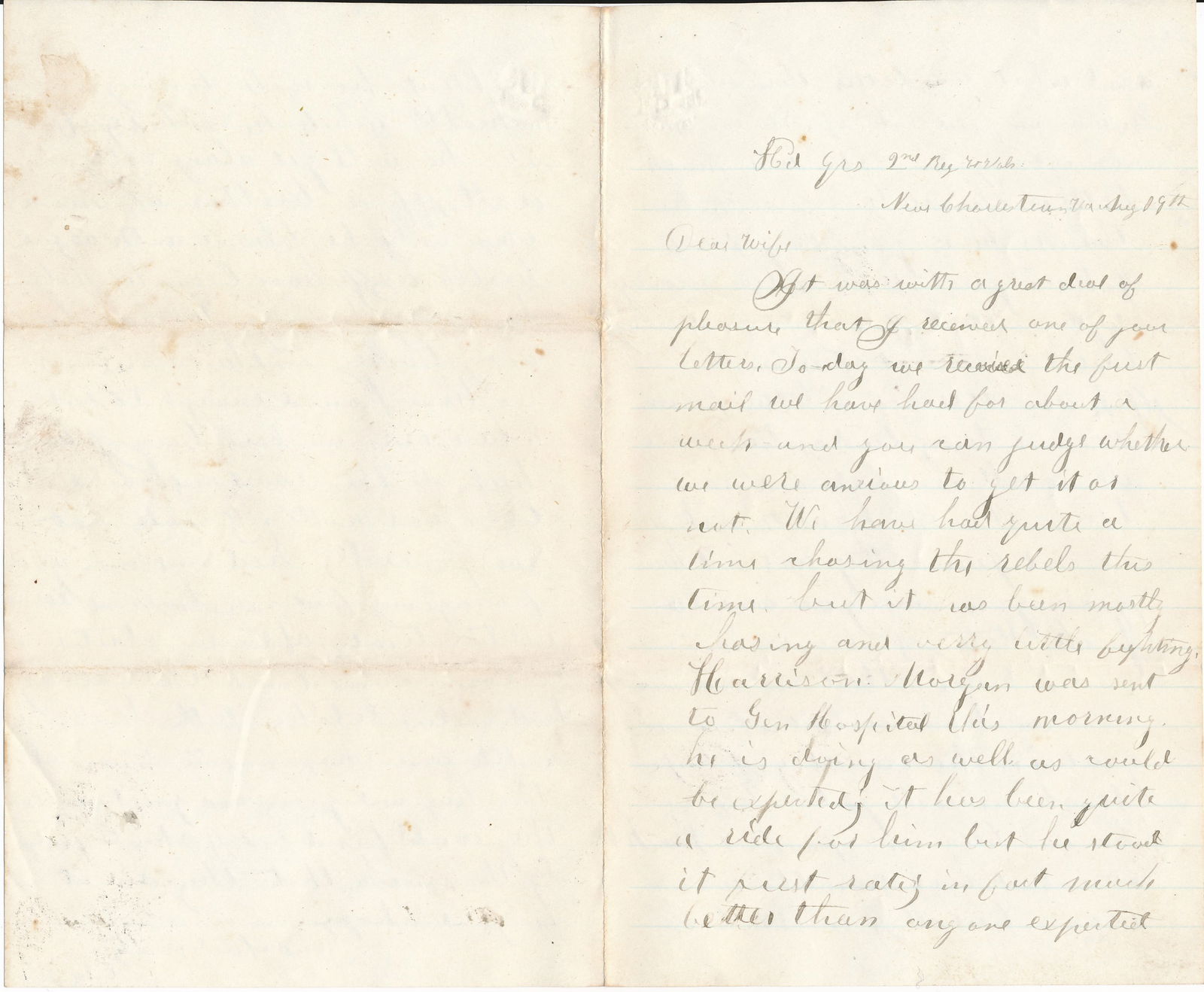Letter from New York Head Quarters 2nd Regiment: Letter from Head Quarters 2nd Regiment to South Bangor, New York Letter. Content: We have had quite a time chasing the Rebels,"