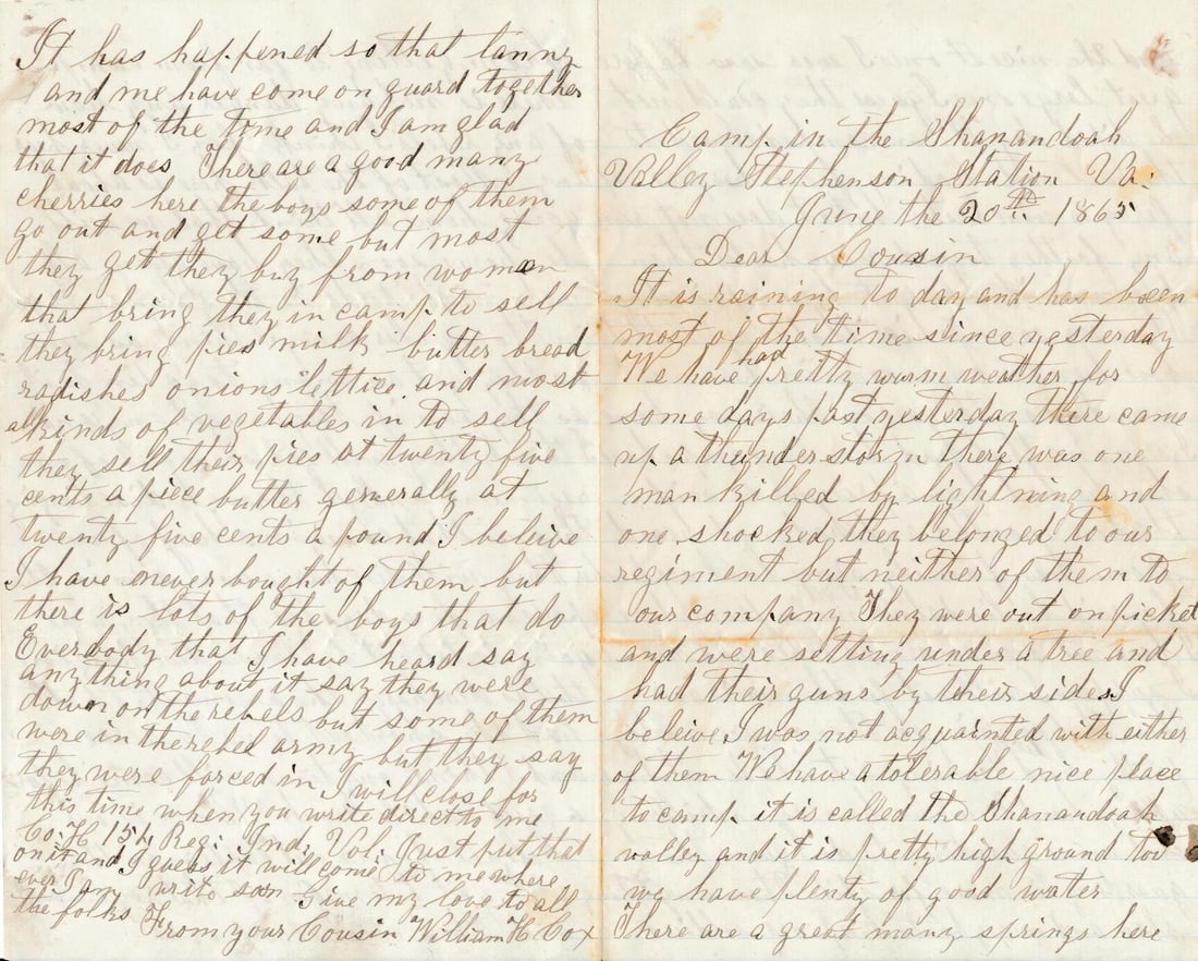 William H. Cox 154th Indiana January 20th Letter (1 of 6)