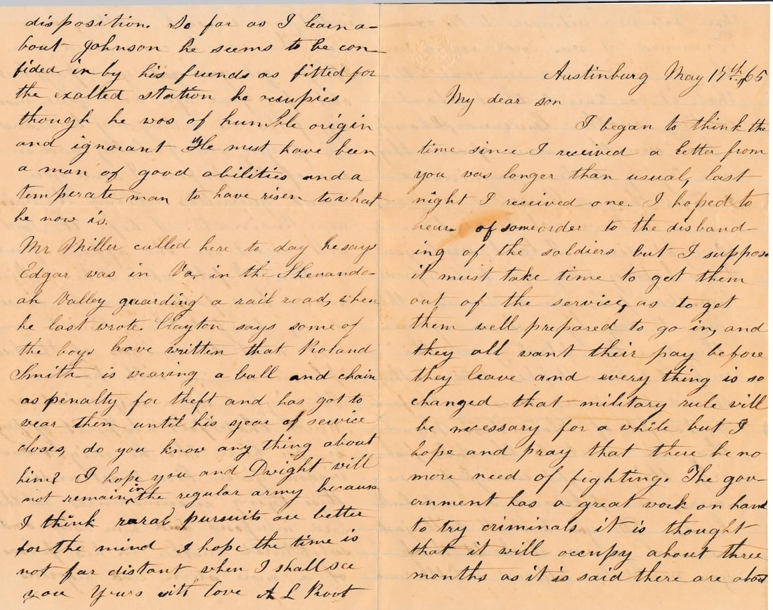Letter to Edward Root 2nd Ohio Heavy Artillery (1 of 5)