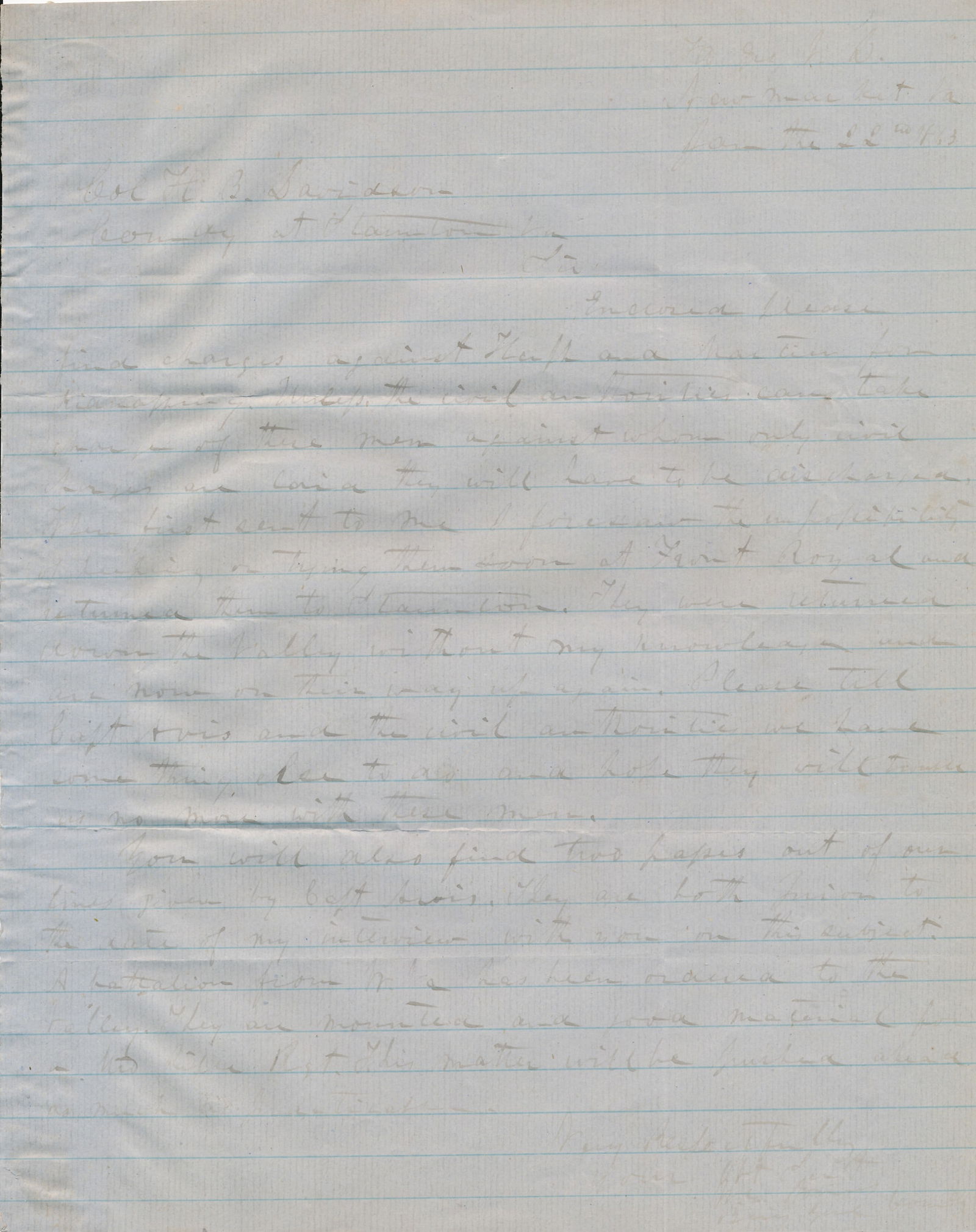 William E. "Grumble" Jones Letter re: Kidnapping (1 of 2)