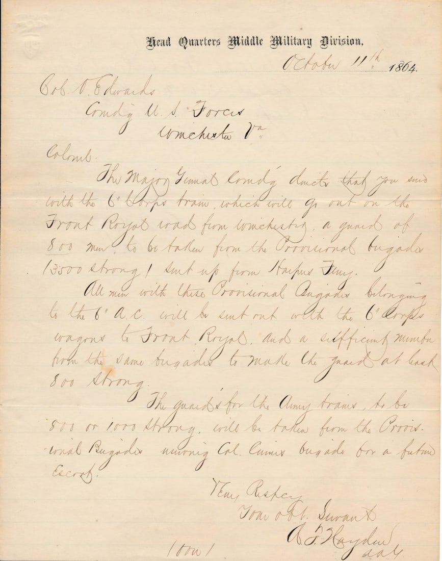Capt Augustine F. Hayden - Gen Sheridan's Orders (1 of 4)
