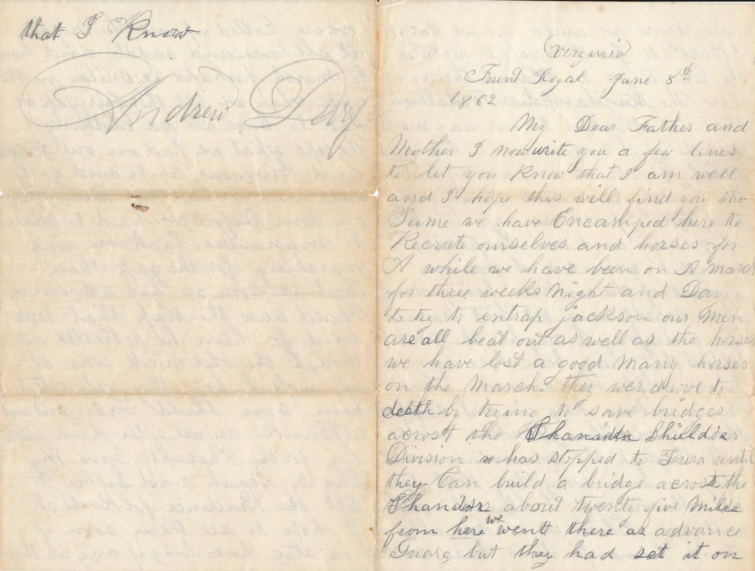 Andrew Durfee Rhode Island 1st Cavalry Letter (1 of 3)