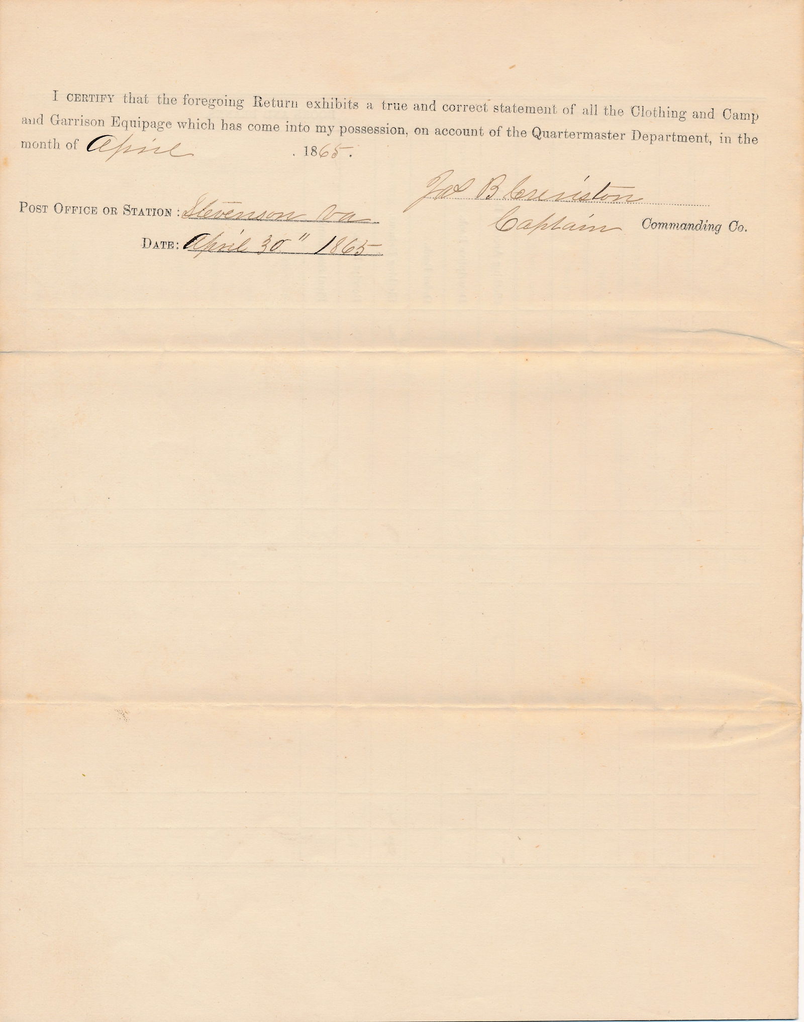 Captain James B. Creviston Ohio Document - 9