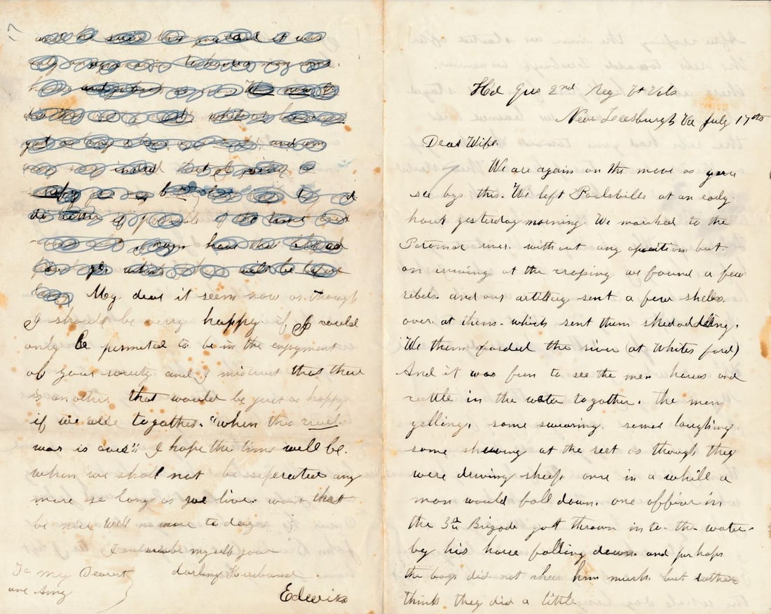 Edwin R. Bush Co. H. Vermont 2nd Infantry Letter: Edwin R. Bush Co. H. Vermont 2nd Infantry Letter - Assistant Surgeon. Content: In camp by the Potomac. "found a few rebels and our artillery sent a few shells over at there"