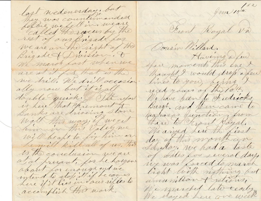 1862 Martin N. Durham New York 26th Inf. Letter (1 of 6)