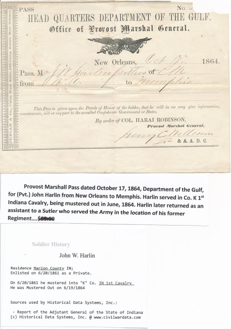 Louisiana Related Civil War Letters and Documents (1 of 13)