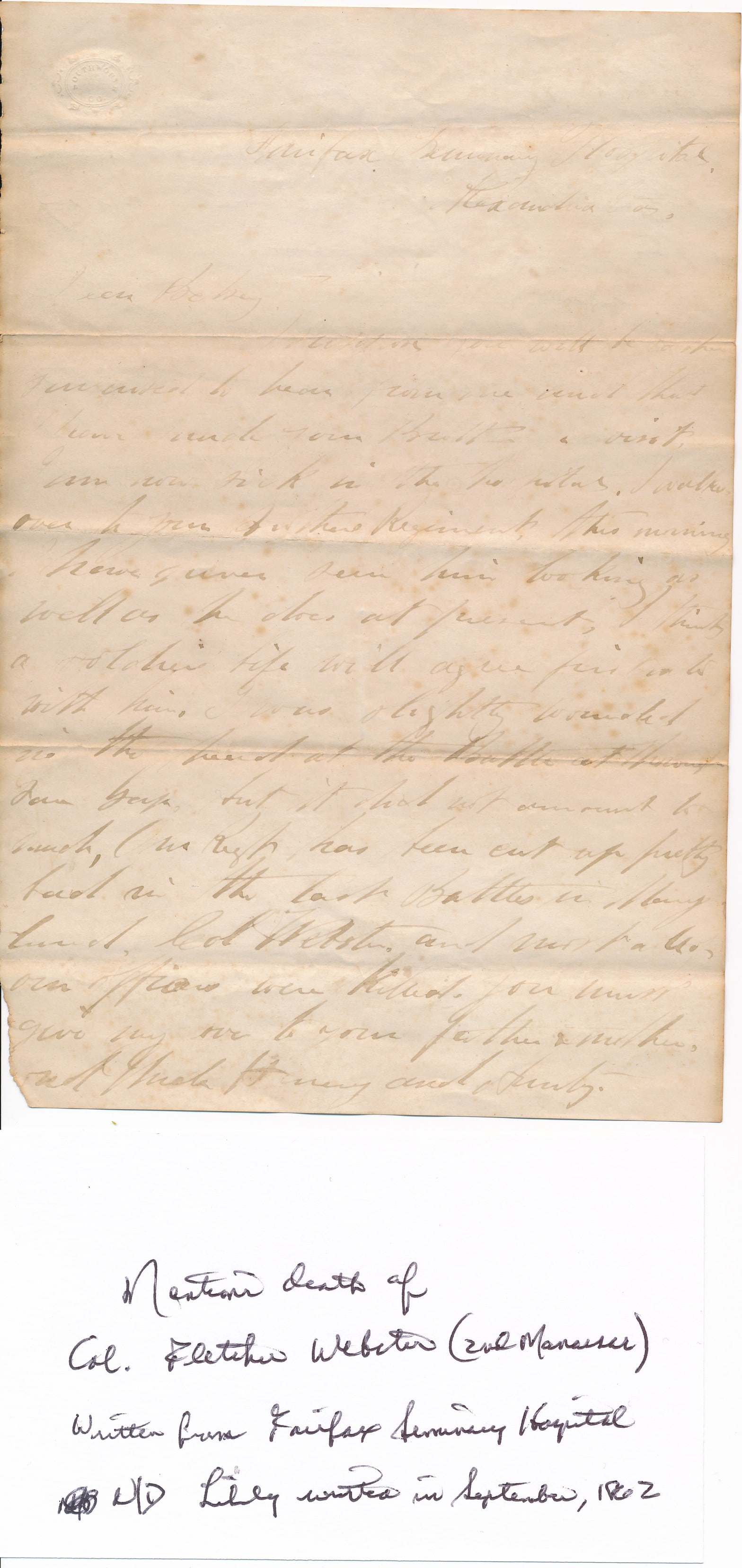 Mass. Letters: Fort Federal Hill Stationary & others (1 of 18)