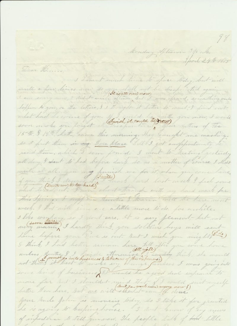 Samuel M. Hall Co. F MA 34th Infantry & Letters (1 of 20)