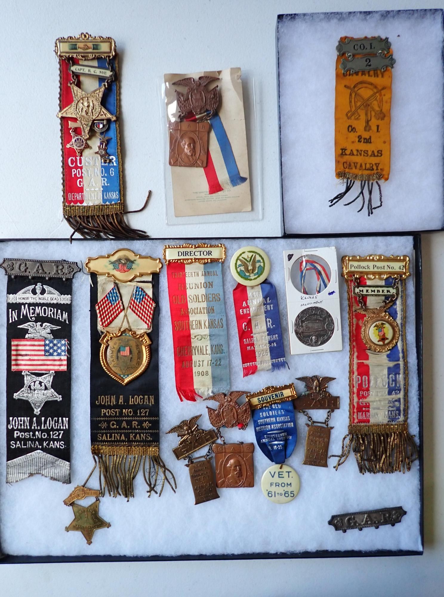 2nd Kansas Cavalry ladder badge & ribbon, etc. (1 of 12)