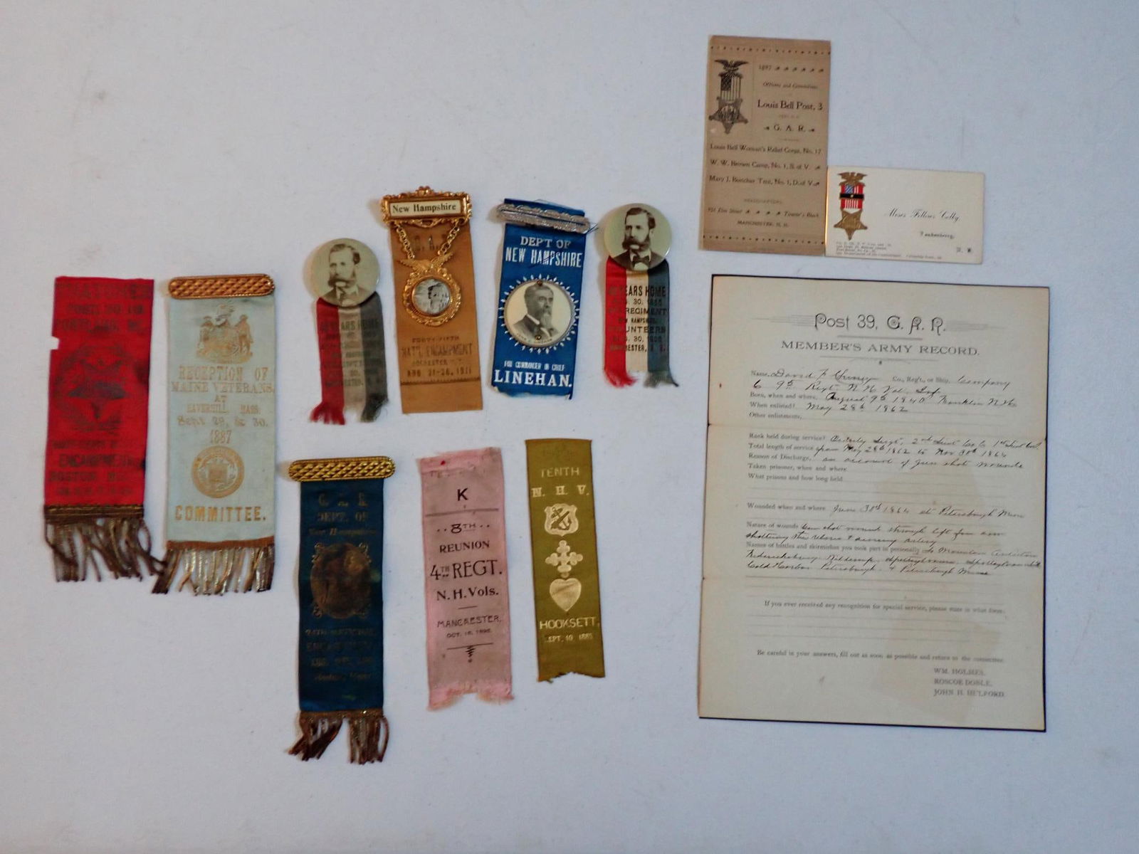 New England GAR Ribbons and ephemera (1 of 12)